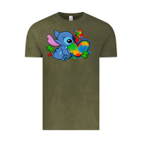 Vintage Olive autism stitch heart Vintage Tee - Zillion Design Studio