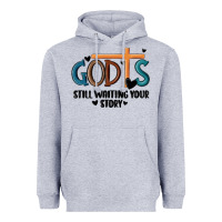 Heather Grey god is still waiting your story Heavyweight Hoodie - MaliasSmallBusiness
