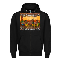 Black western horses and  sunset with sunflowers Zipper Hoodie - Artiststas