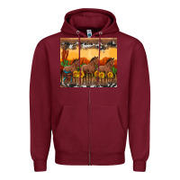 Burgundy western horses and  sunset with sunflowers Zipper Hoodie - Artiststas