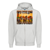 Dove Grey western horses and  sunset with sunflowers Zipper Hoodie - Artiststas