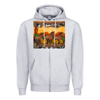 Heather Grey western horses and  sunset with sunflowers Zipper Hoodie - Artiststas