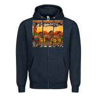 Navy western horses and  sunset with sunflowers Zipper Hoodie - Artiststas
