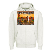Oatmeal Heather western horses and  sunset with sunflowers Zipper Hoodie - Artiststas