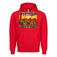 Red western horses and  sunset with sunflowers Zipper Hoodie - Artiststas
