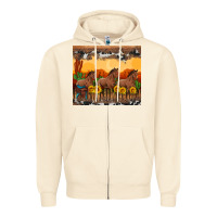 Sandshell western horses and  sunset with sunflowers Zipper Hoodie - Artiststas