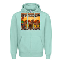 Seafoam western horses and  sunset with sunflowers Zipper Hoodie - Artiststas