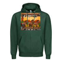Sports Green western horses and  sunset with sunflowers Zipper Hoodie - Artiststas