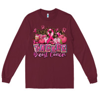 Burgundy tackle breast cancer with pumpkin Long Sleeve Tee - AdoDesignShop