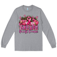 Heather Grey tackle breast cancer with pumpkin Long Sleeve Tee - AdoDesignShop