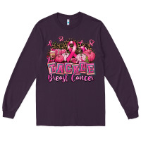 Plum tackle breast cancer with pumpkin Long Sleeve Tee - AdoDesignShop