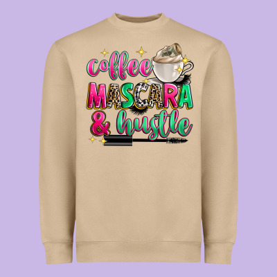 Coffee Mascara And Hustle Heavyweight Sweatshirt Designed By Zillion Design Studio