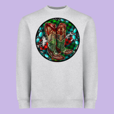Christmas Cowboy Boots Heavyweight Sweatshirt Designed By Ranaportraitstore