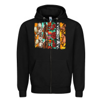 Black western horses roses and bullskulls wıth cowhide amd serape brushstro Zipper Hoodie - Artiststas
