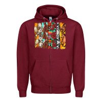 Burgundy western horses roses and bullskulls wıth cowhide amd serape brushstro Zipper Hoodie - Artiststas