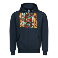 Navy western horses roses and bullskulls wıth cowhide amd serape brushstro Zipper Hoodie - Artiststas