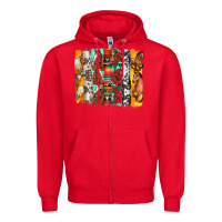Red western horses roses and bullskulls wıth cowhide amd serape brushstro Zipper Hoodie - Artiststas