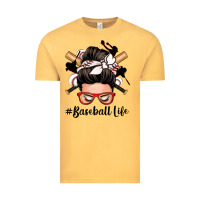 Vintage Mustard baseball life messy bun Vintage Tee - Zillion Design Studio