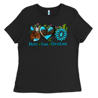 Black peace love  gemstone Ladies Tee - AdoDesignShop