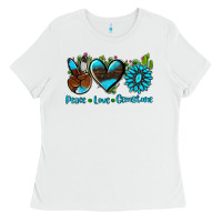 White peace love  gemstone Ladies Tee - AdoDesignShop