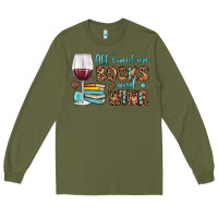 Army Green all i need are books and wine Long Sleeve Tee - JahusDesignShop