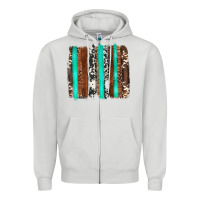 Dove Grey western cowhide wood and turquoise glitter brushstrokes Zipper Hoodie - Artiststas