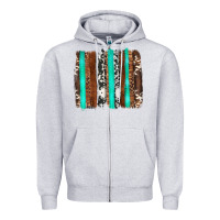 Heather Grey western cowhide wood and turquoise glitter brushstrokes Zipper Hoodie - Artiststas