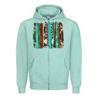 Seafoam western cowhide wood and turquoise glitter brushstrokes Zipper Hoodie - Artiststas