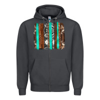 Smoke western cowhide wood and turquoise glitter brushstrokes Zipper Hoodie - Artiststas