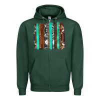 Sports Green western cowhide wood and turquoise glitter brushstrokes Zipper Hoodie - Artiststas