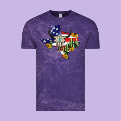 Bull Skull Texas Map American Playng Vintage Tee Designed By Barkaloodesign