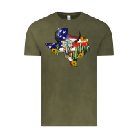 Vintage Olive bull skull texas map american playng Vintage Tee - BarkalooDesign