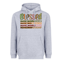 Heather Grey retro blessed redeemed quotes Heavyweight Hoodie - MaliasSmallBusiness