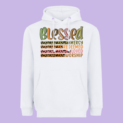 Retro Blessed Redeemed Quotes Heavyweight Hoodie Designed By Maliassmallbusiness