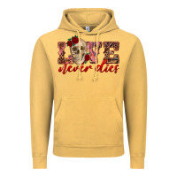 Vintage Mustard love never dies skull Vintage Hoodie - RanaPortraitStore