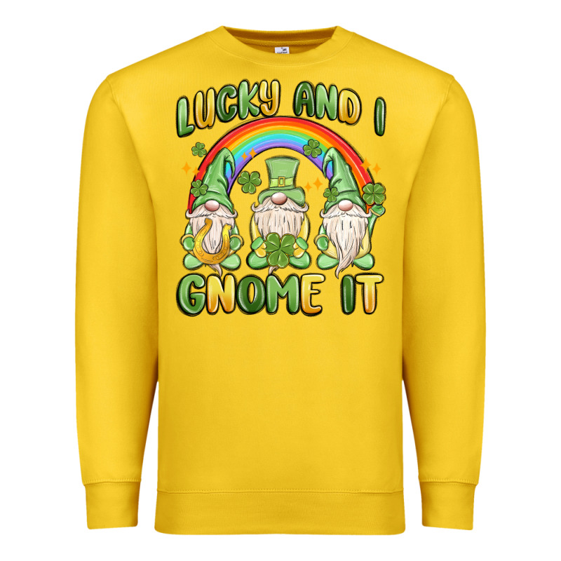 Lucky And I Gnome It Premium Sweatshirt by MaliasSmallBusiness | Teevron