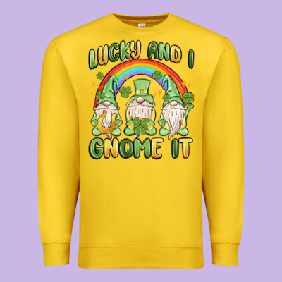 Lucky And I Gnome It Premium Sweatshirt Designed By Maliassmallbusiness