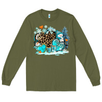 Army Green winter hearts with snowmans Long Sleeve Tee - AdoDesignShop