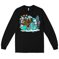 Black winter hearts with snowmans Long Sleeve Tee - AdoDesignShop