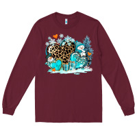 Burgundy winter hearts with snowmans Long Sleeve Tee - AdoDesignShop