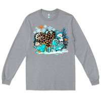 Heather Grey winter hearts with snowmans Long Sleeve Tee - AdoDesignShop