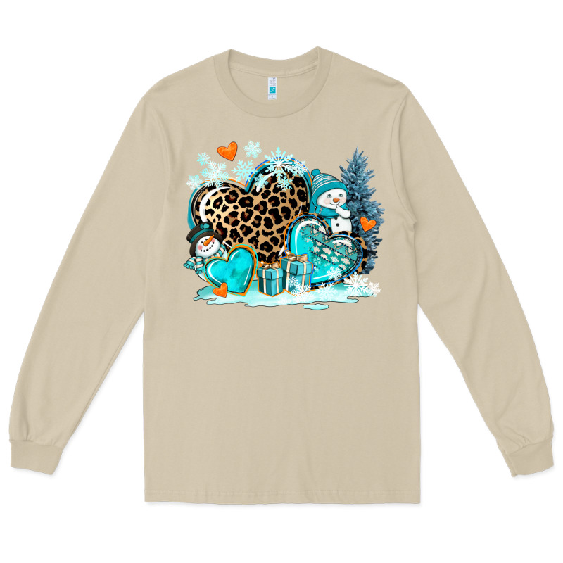 Winter Hearts With Snowmans Long Sleeve Tee by AdoDesignShop | Teevron
