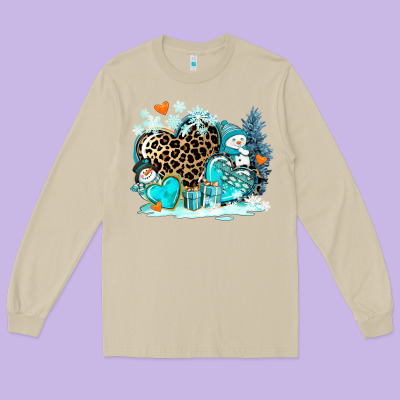 Winter Hearts With Snowmans Long Sleeve Tee Designed By Adodesignshop