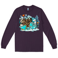 Plum winter hearts with snowmans Long Sleeve Tee - AdoDesignShop