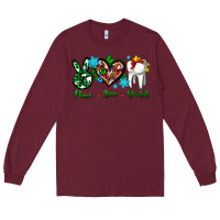 Burgundy peace love dental for Christmas Long Sleeve Tee - AdoDesignShop