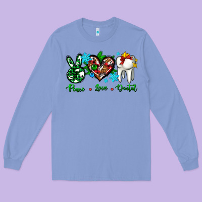 Peace Love Dental For Christmas Long Sleeve Tee Designed By Adodesignshop