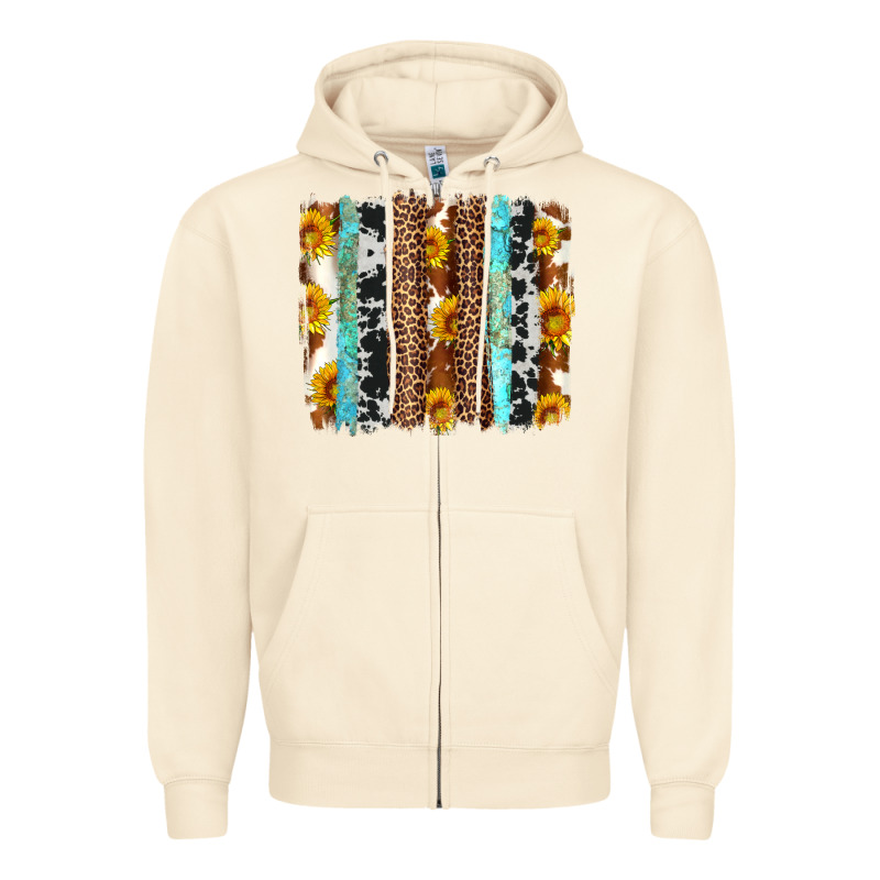 Western Cowhide Leopard Turquoise Brushstrokes Zipper Hoodie by Artiststas | Teevron