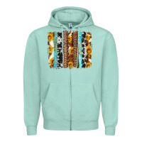 Seafoam western cowhide leopard turquoise brushstrokes Zipper Hoodie - Artiststas