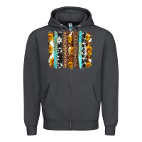 Smoke western cowhide leopard turquoise brushstrokes Zipper Hoodie - Artiststas