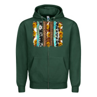 Sports Green western cowhide leopard turquoise brushstrokes Zipper Hoodie - Artiststas